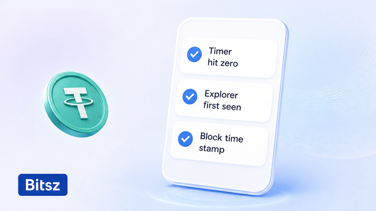 Чеклист Bitsz: время таймера, first-seen в эксплорере и время блока, не pending в кошельке