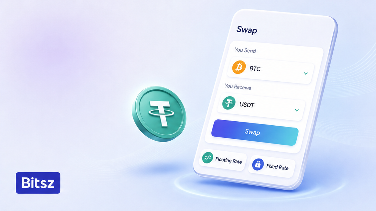 Виджет Bitsz с пилюлями Floating Rate и Fixed Rate на светлом баннере