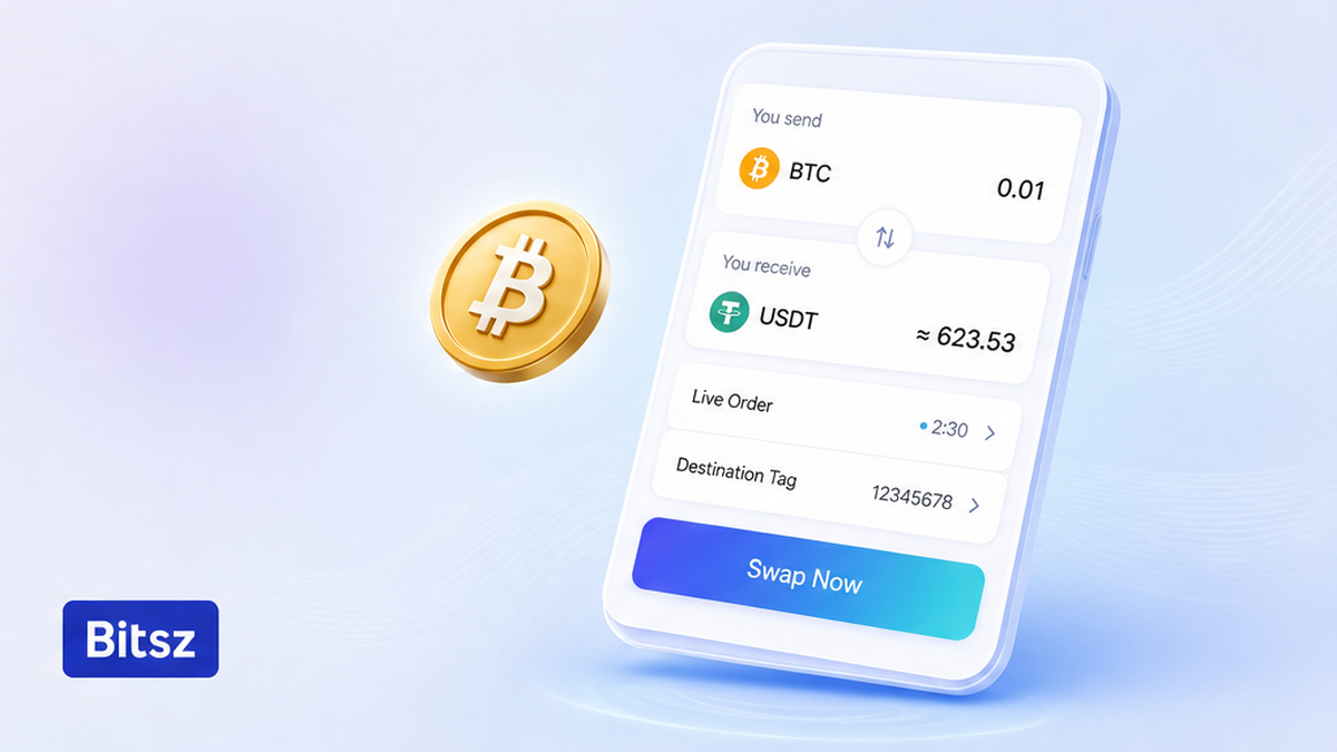 Виджет живой заявки Bitsz с отдельным полем Destination Tag на светлом баннере