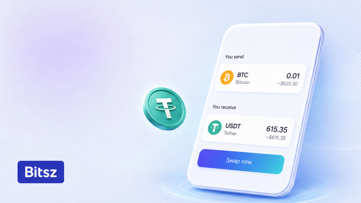 Телефон Bitsz с виджетом You send и You receive на светлом баннере