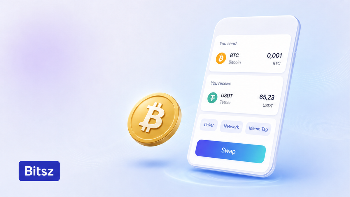 Виджет Bitsz с полями Ticker, Network и Memo на светлом баннере