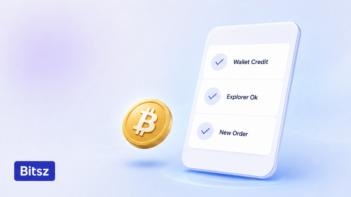Чеклист Bitsz: Wallet Credit, Explorer Ok, New Order