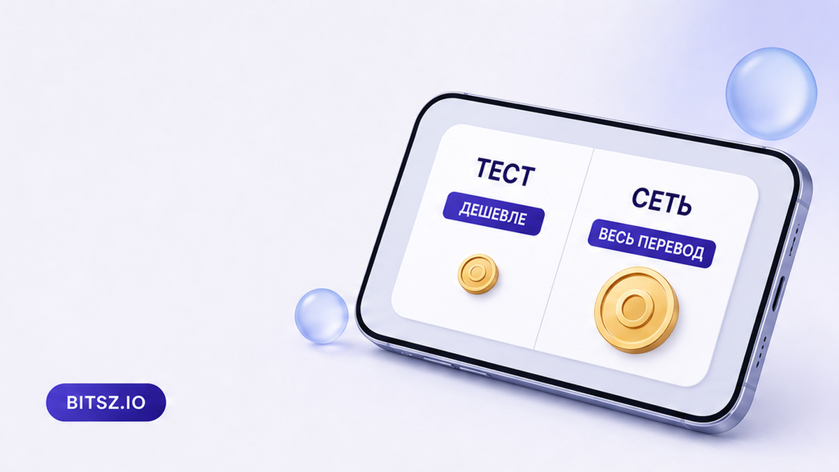 Баннер Bitsz: две колонки на телефоне — цена ошибки на тесте и цена ошибки сети на крупной сумме