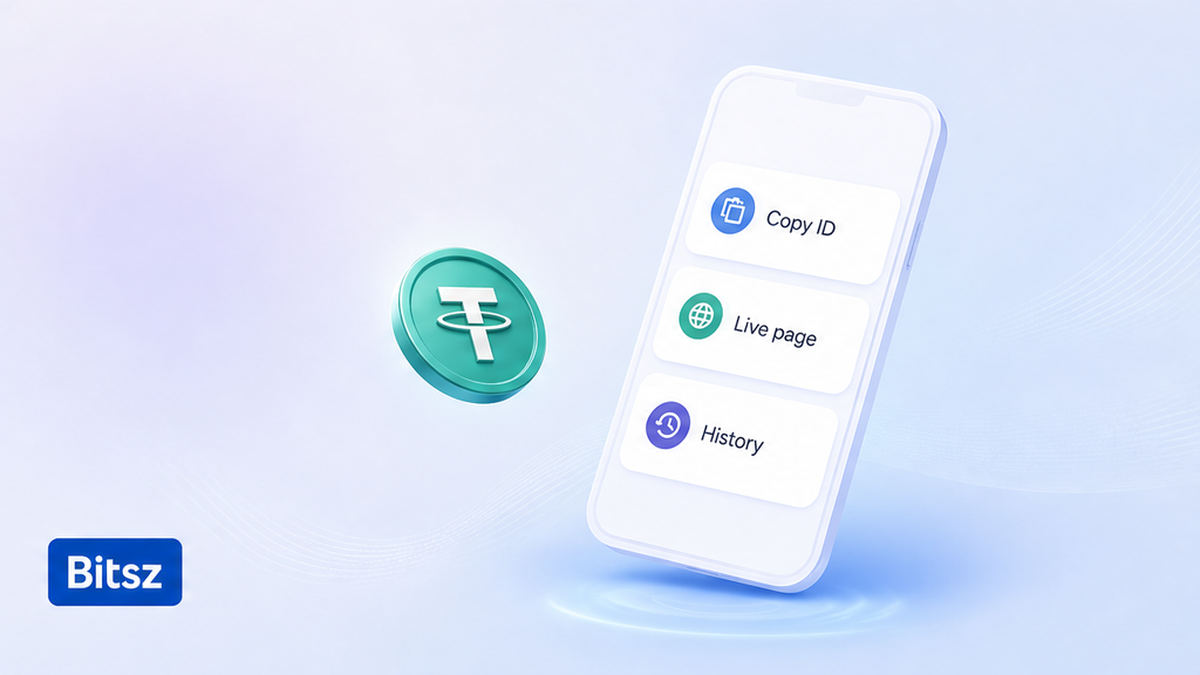 Bitsz checklist chips: copy Order ID, live page, Exchange History