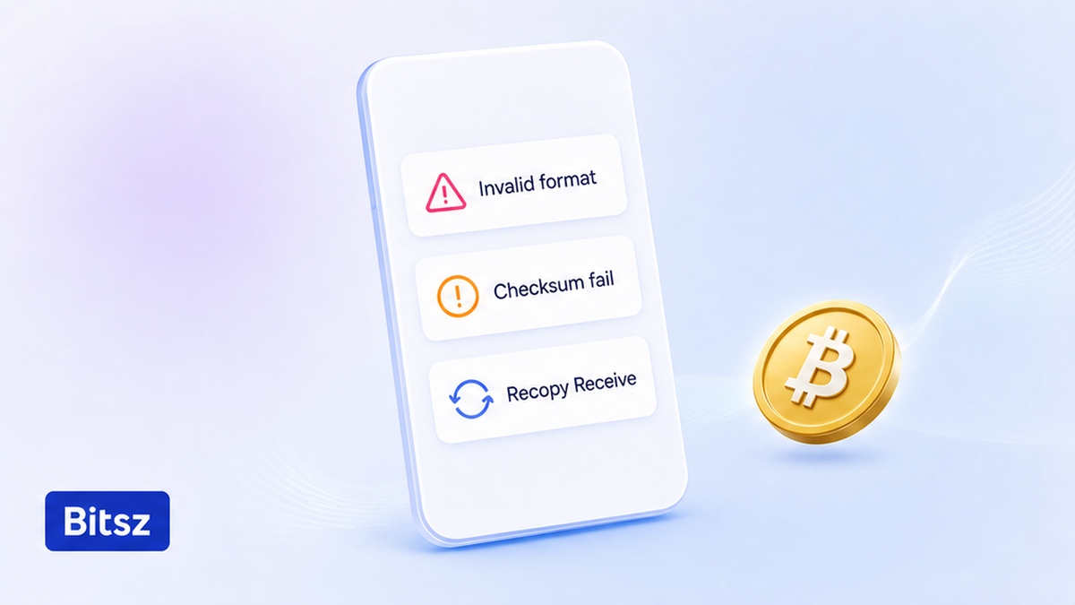 Чеклист Bitsz: invalid format, checksum-fail, перекопировать с Receive без угадывания