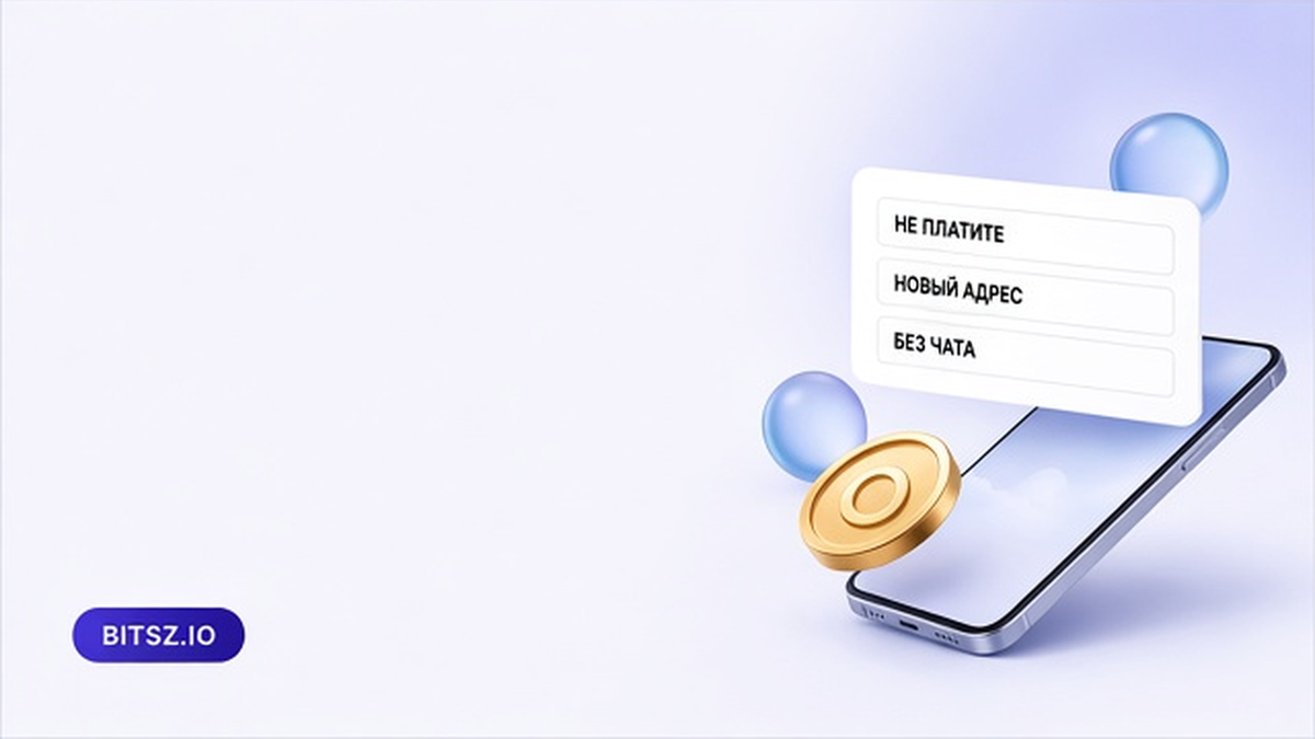 Баннер Bitsz: три шага на телефоне не платите, новый адрес, без чата
