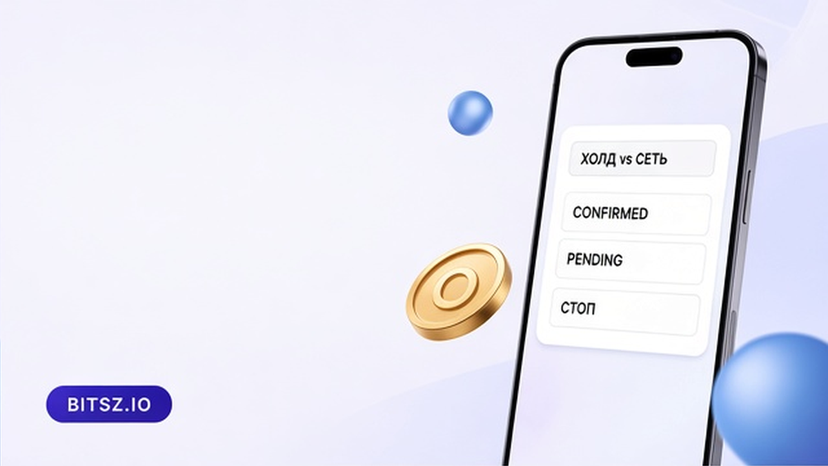 Баннер Bitsz: две колонки на телефоне, холд заявки против очереди сети, чип стоп перевод