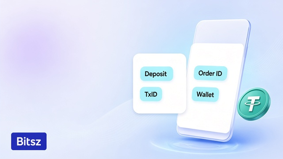 Две колонки Bitsz: депозитный TxID против Order ID, копировать хеш из кошелька отправки